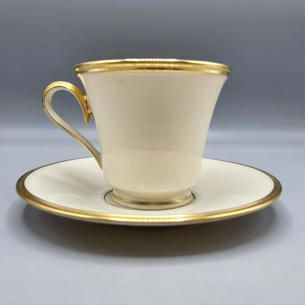 Vintage Lenox Eternal Dimension Collection Gold Trim Cup & Saucer Set